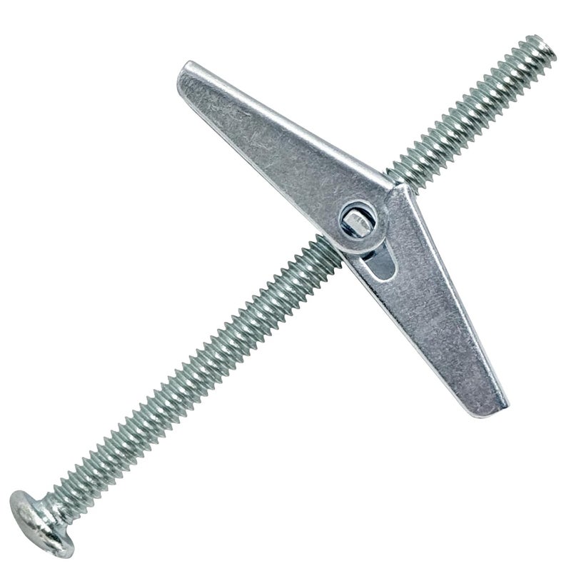 Instockbolts براغي توغل 1/8" x 2" وصمولة جناح - مثبتات توغل الربيع - مثبتات حائط ثقيلة للحوائط الجافة، فولاذ كربوني 20 قطعة - Image 1